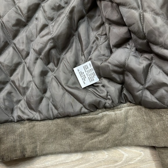 RP Sport Green Corduroy Detachable Fur Collar  Button Down Jacket Quilt Lining L - Picture 6 of 8